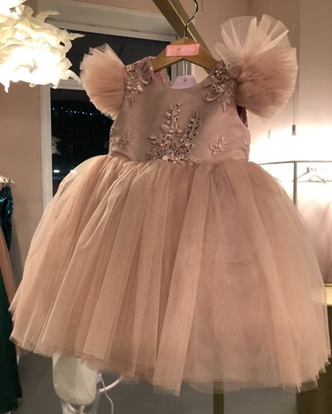 Платье рукава и юбка фатин цвет пудра - Yes Dress